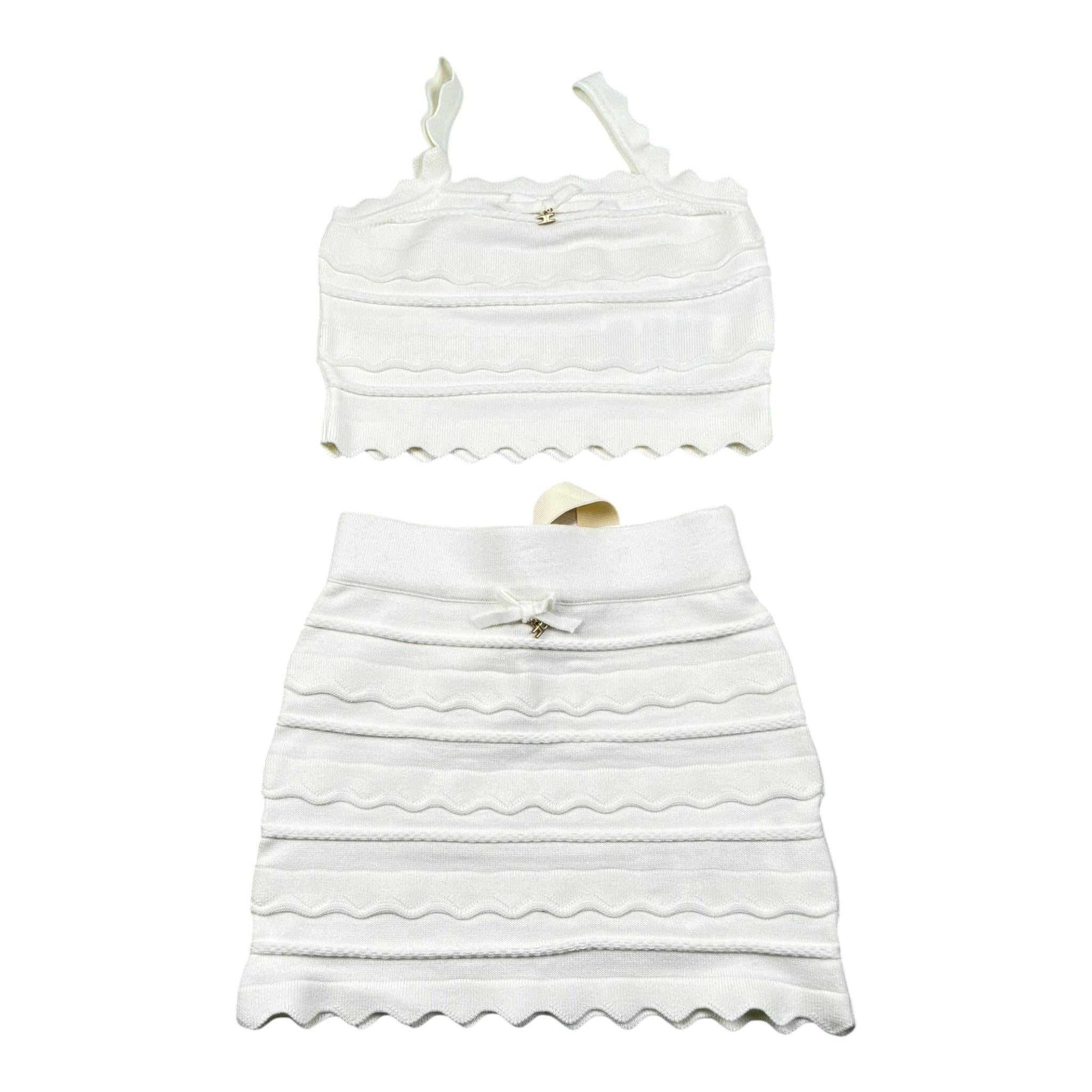 Elisabetta Franchi Completo 2 Pezzi Gonna Tinta Unita con Ricami-Top per Bambina EFCM015X BIANCO ELISABETTA FRANCHI 