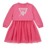 GUESS abito tinta unita con tulle e stampa Rosa per Neonata A4YK03KB8R00 ROSA GUESS 