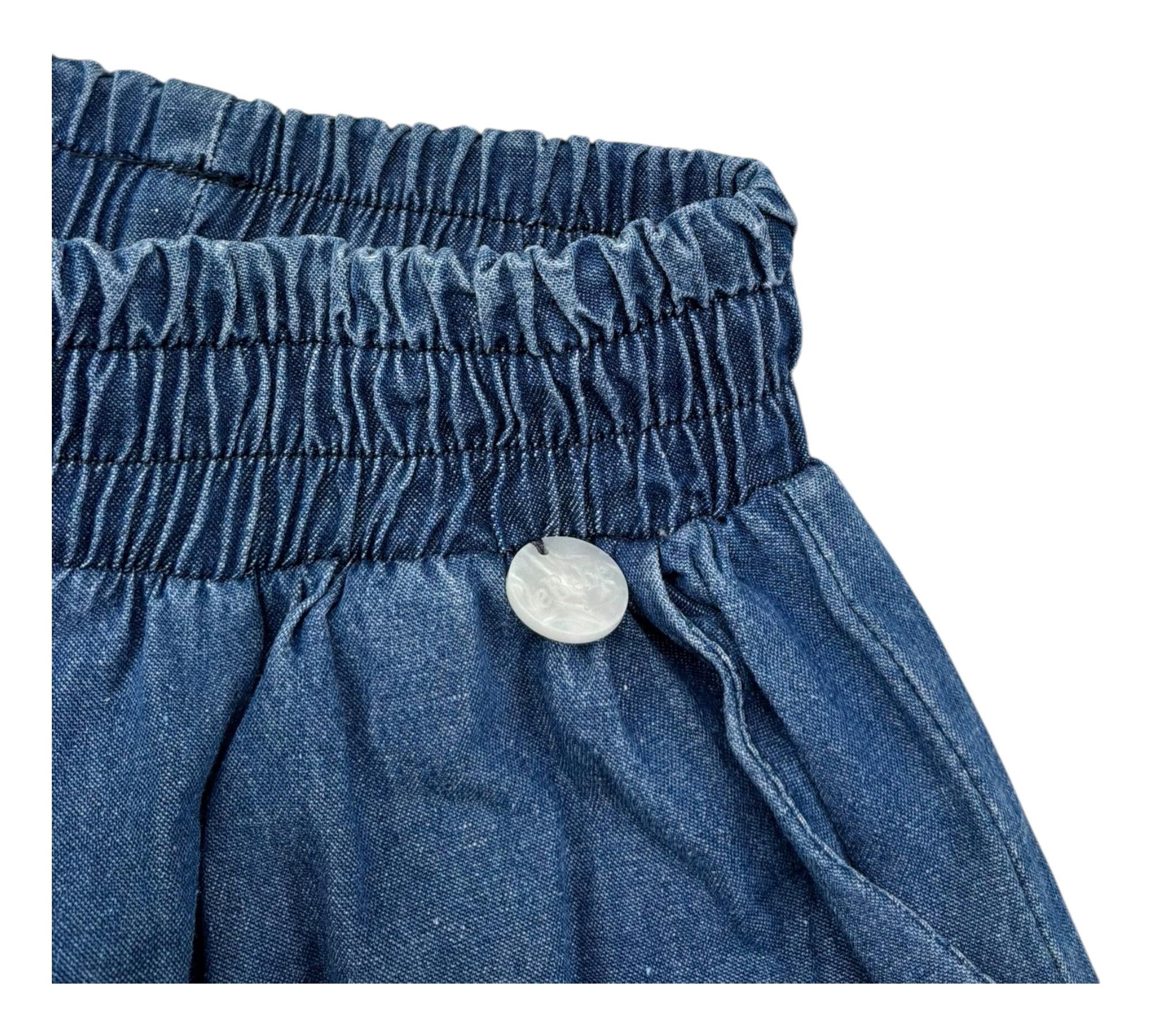 Le Bebe Pantalone In Denim Tinta Unita Modello Palazzo per Neonata LBG6416 BLU LE BEBE 