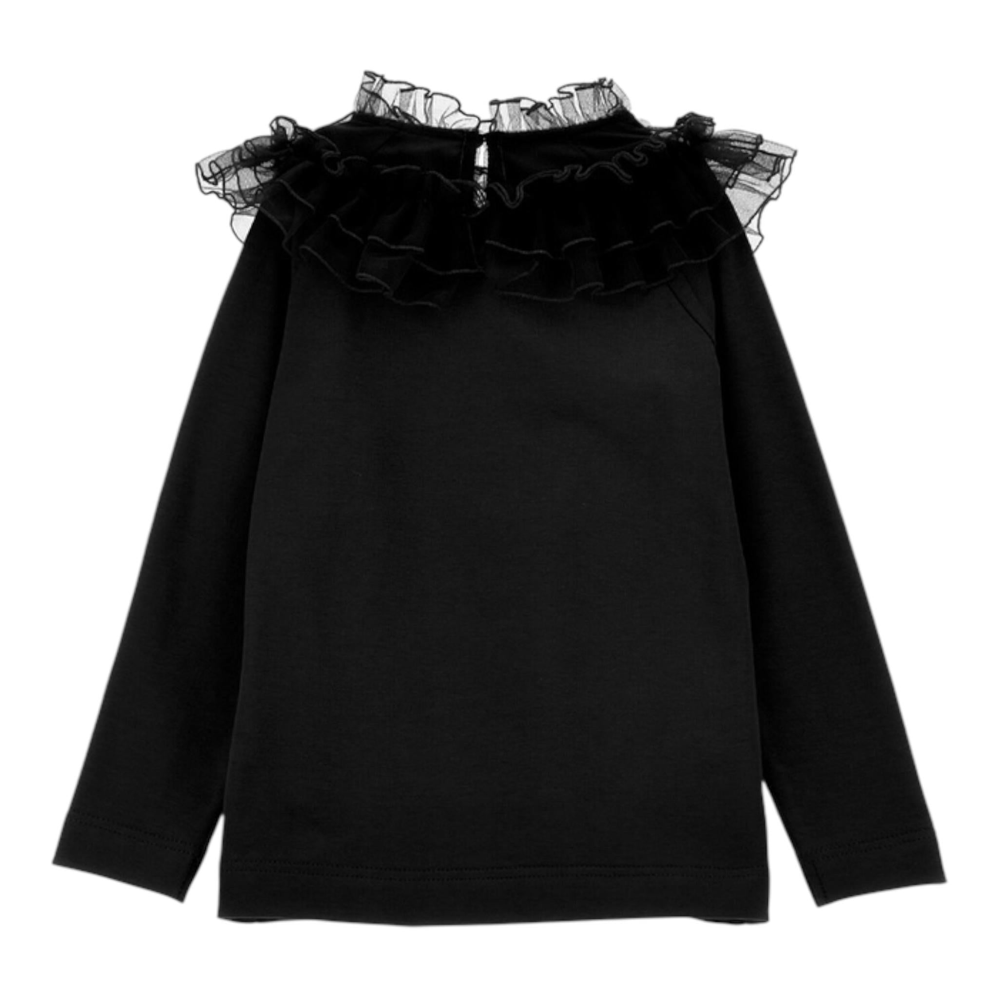 MONNALISA shirt tinta unita con colletto velato Nero per Neonata 17B603 NERO MONNALISA 