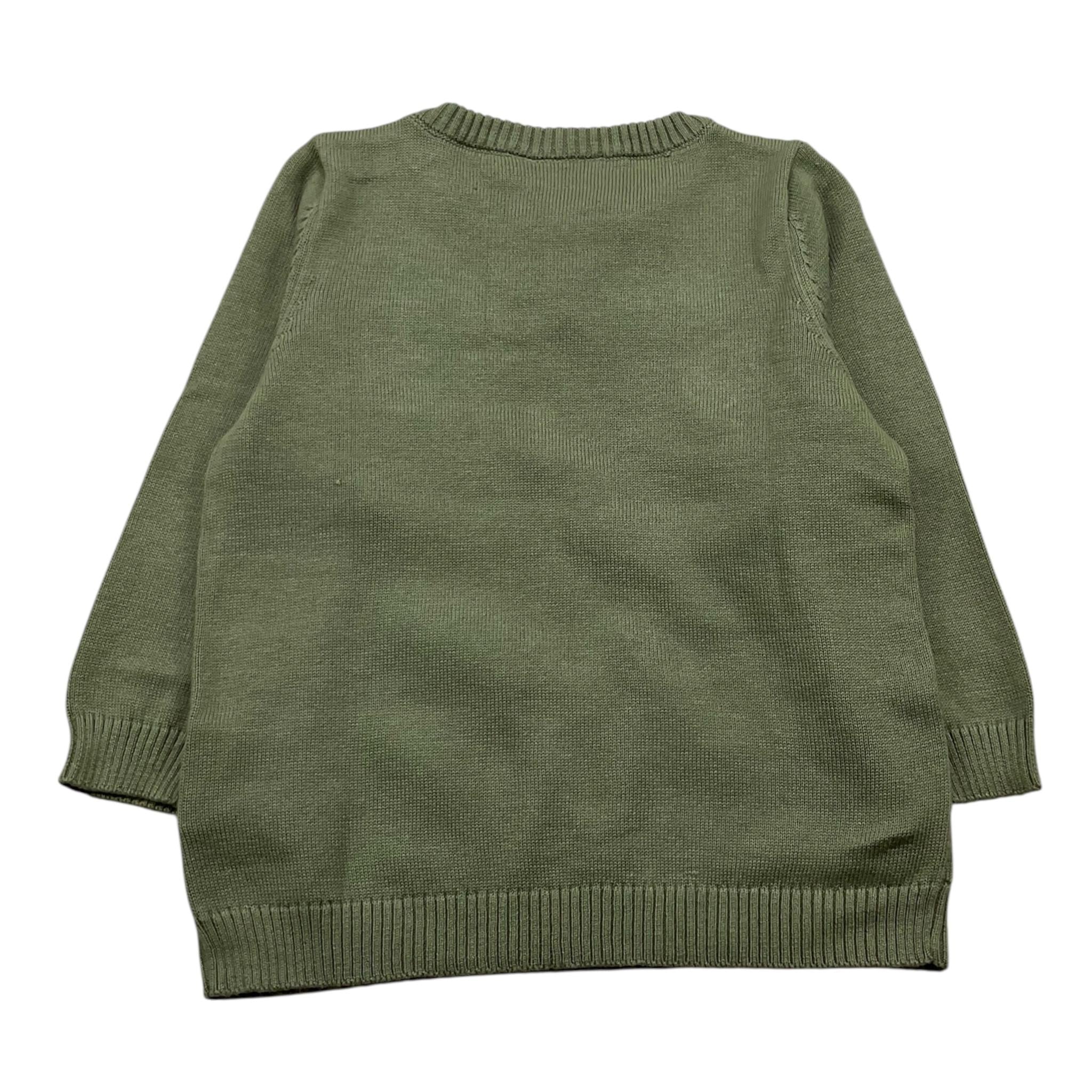 NAME.IT maglia girocollo tinta unita con ricamo animale Verde per Neonato 13233122 VERDE NAME.IT 