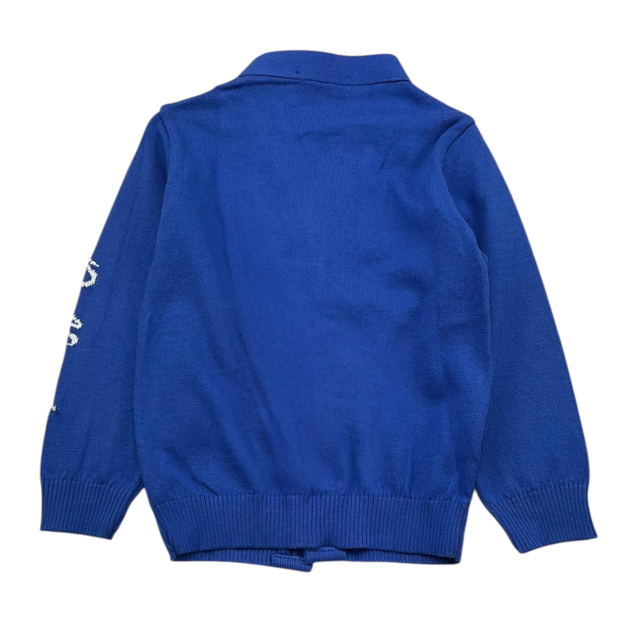 DANIELE ALESSANDRINI cardigan tinta unita con scollo a v  Cobalto per Neonato 1291W00008N COBALTO DANIELE ALESSANDRINI 