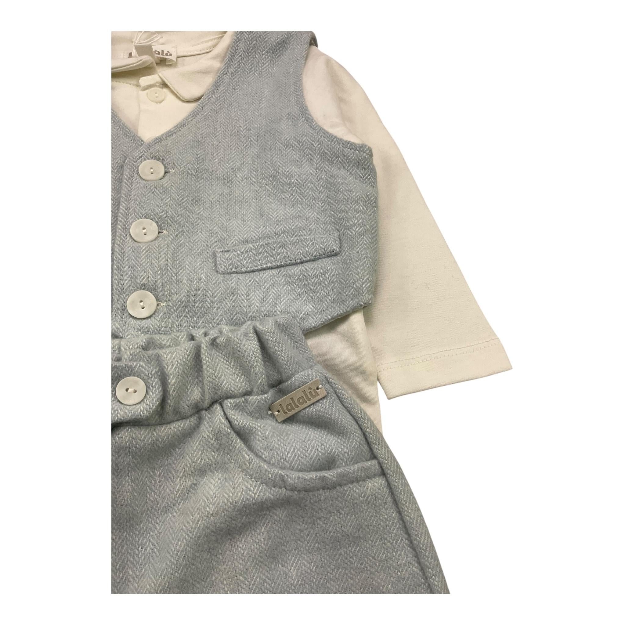 LALALU' completo 3 pezzi body-gilet-pantaloni Azzurro per Neonato CTL1N AZZURRO LALALU' 