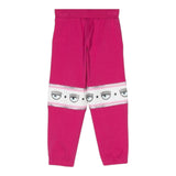 Chiara Ferragni Einfarbige Hose im Trainingsanzug-Stil mit Fuchsia-Print für Baby-Mädchen