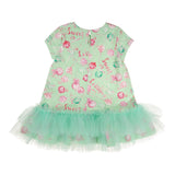 Daga Collection Abito Tinta Unita con Stampa E Tulle per Bambina M10125 VERDE DAGA COLLECTION 