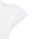 Mayoral T-Shirt Girocollo Tinta Unita con Balze per Bambina 3013 BIANCO MAYORAL 