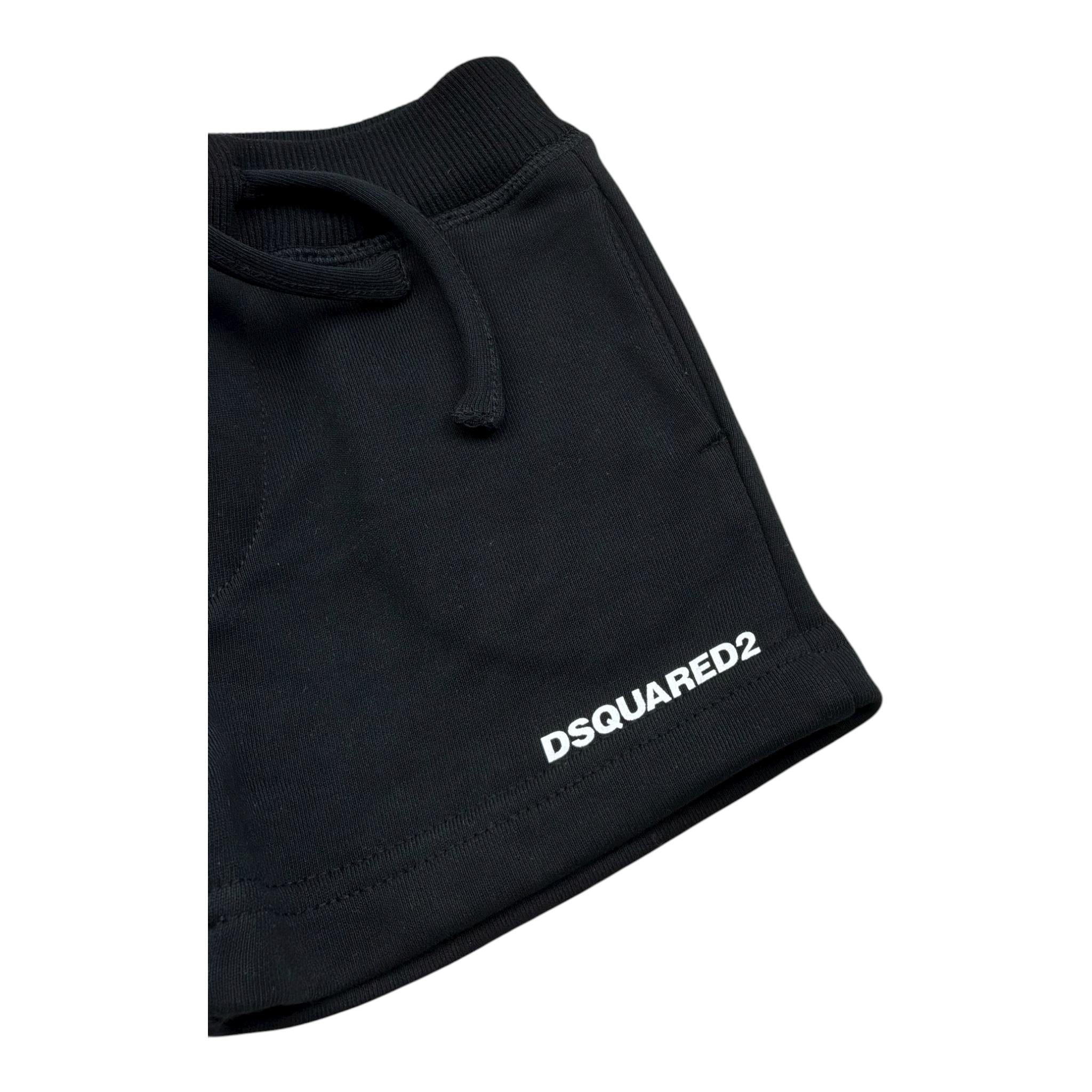 Dsquared2 Bermuda Felpa Tinta Unita con Logo per Neonato DQ2871 NERO DSQUARED2 
