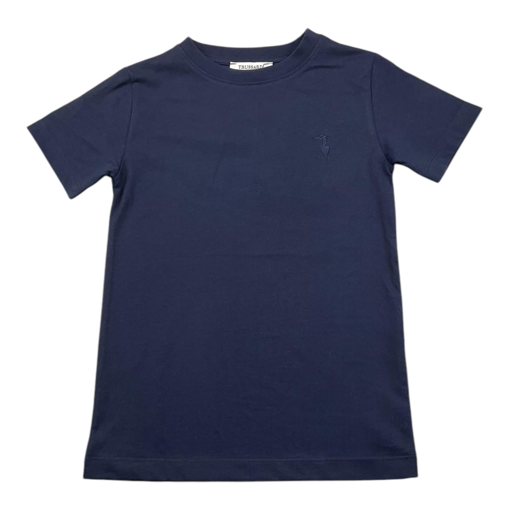 TRUSSARDI t-shirt girocoll tinta unita con stampa in contrasto Blu per Bambino TBA25081TS BLU TRUSSARDI 