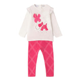 SARABANDA completo 2pz shirt-leggins bicolore Bianco/fuxia per Neonata A302 BIANCO/FUXIA SARABANDA 