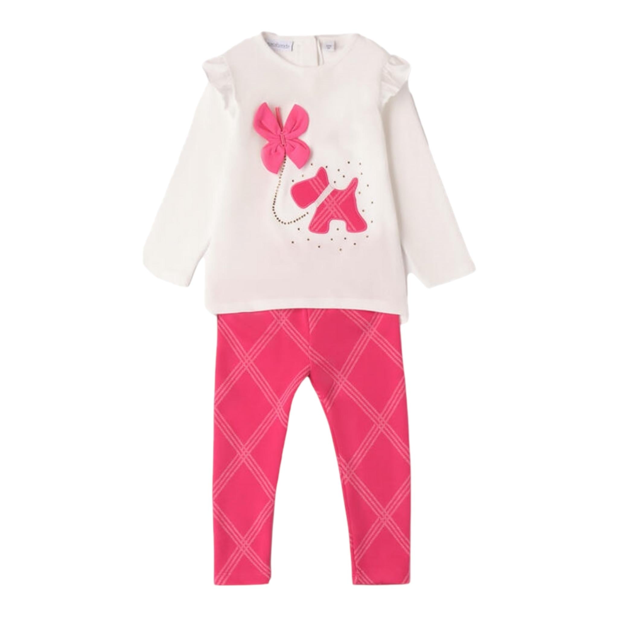 SARABANDA completo 2pz shirt-leggins bicolore Bianco/fuxia per Neonata A302 BIANCO/FUXIA SARABANDA 