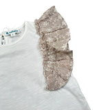 Lalalu' T-Shirt tinta unita con Balze Bianco per Neonata TSL70PBN BIANCO LALALU' 