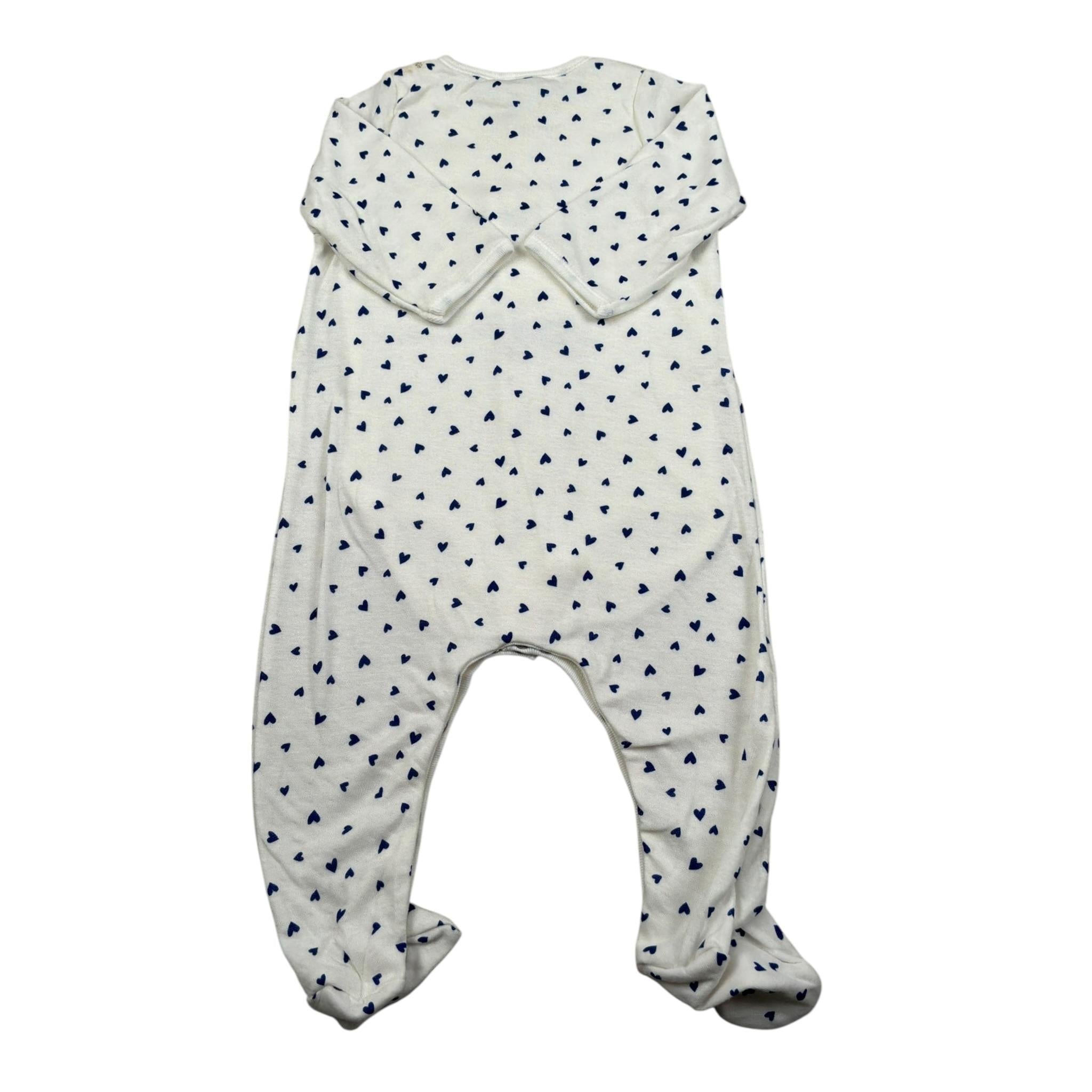 Petit Bateau Tutina Manica Lunga Tinta Uita con Stampe Cuori Panna per Neonato A087P PANNA PETIT BATEAU 