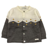 BARCELLINO cardigan bicolore con ricami Panna/grigio per Neonata 115914 PANNA/GRIGIO BARCELLINO 
