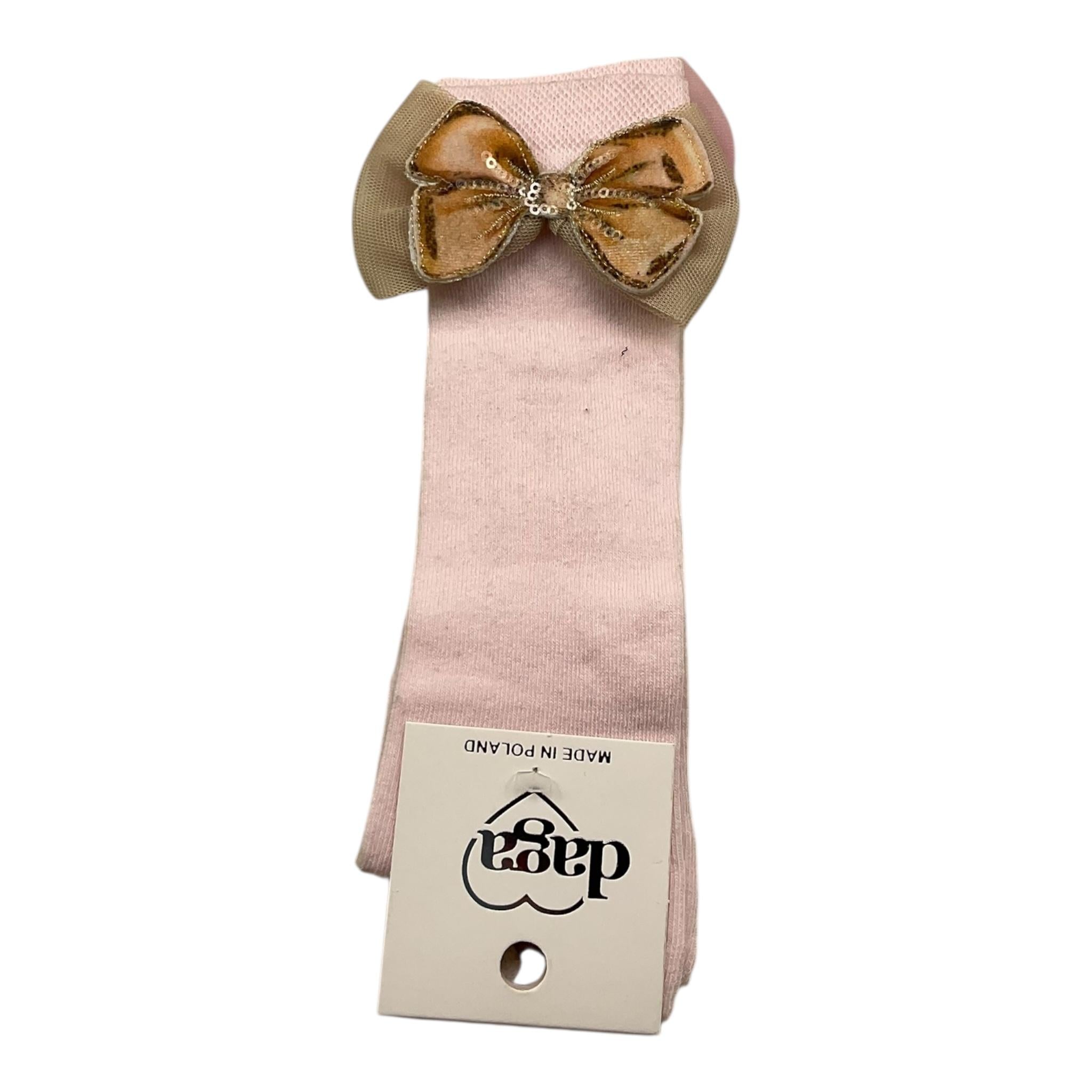 DAGA COLLECTION calzini tinta unita con fiocchi Rosa per Bambina M24180 ROSA DAGA COLLECTION 