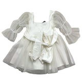Minimal Langarm Transparentes Kleid Einfarbig Creme Für Baby Mädchen