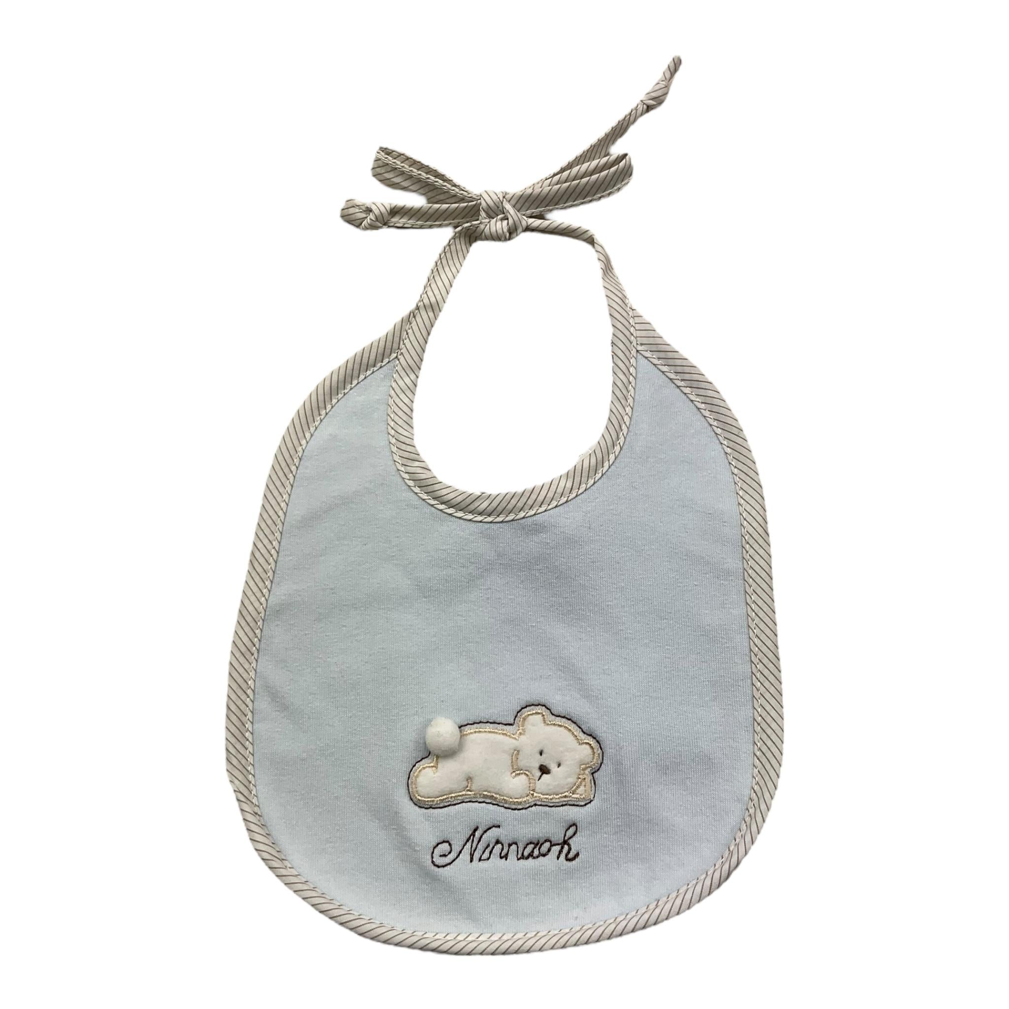 NINNAOH bavetta tinta unita con stampa Azzurro per Neonato I23218 AZZURRO NINNAOH 