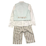 Damper Dan 4-teiliges Set Weste-Shirt-Hose-Fliege Blau für Neugeborene