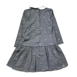 Le Bebe Abito Manica Lunga Tinta Unita con Fiocco per Bambina LBG1083 GRIGIO LE BEBE 