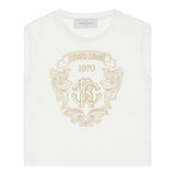 ROBERTO CAVALLI t-shirt girocollo tinta unita cn ricami in contrasto Bianco per Bambina TJT64C BIANCO ROBERTO CAVALLI 