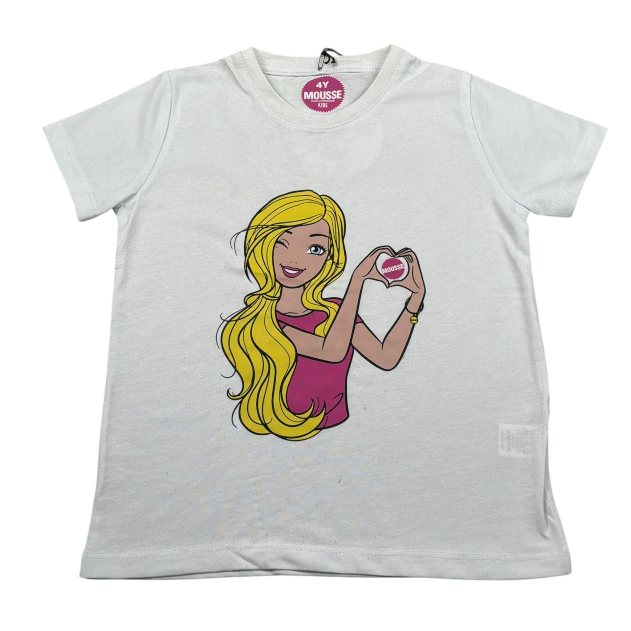 Mousse T-Shirt Girocollo tinta unita con Stampa Barbie Bianco per Bambina XKTSMKW1 BIANCO MOUSSE 