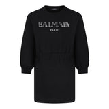 BALMAIN abito in felpa tinta unita con stampa Nero per Bambina BV1A60 NERO BALMAIN 