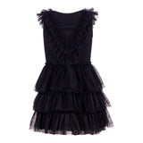 Aniye By Girl Schwarzes, einfarbiges, ärmelloses Tüllkleid für Mädchen