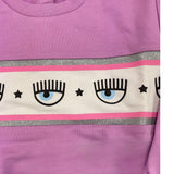 Chiara Ferragni Einfarbiges Rundhals-Sweatshirt mit lila Aufdruck für Mädchen