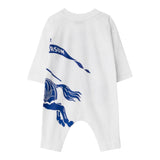 Burberry Langarm-Strampelanzug für Baby-Jungen, einfarbig, mit Kontrastdruck, weiß