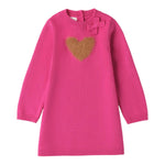 I DO abito manica lunga tinta unita con cuore Fuxia per Bambina 4A574 FUXIA I DO 
