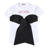 Aniye By Girl – Einfarbiges, weißes T-Shirt mit Rundhalsausschnitt und Schleife für Mädchen