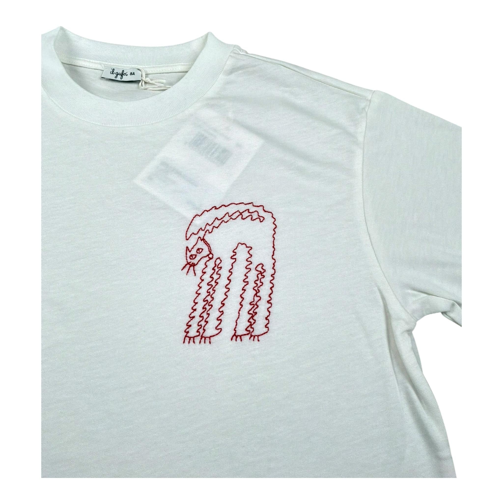 Il Gufo T-Shirt Girocollo Tinta Unita con Ricamo per Bambino P25TS479MF001 BIANCO IL GUFO 