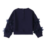 SARABANDA felpa girocollo tinta unita con tulle Blu per Neonata 0A301 BLU SARABANDA 