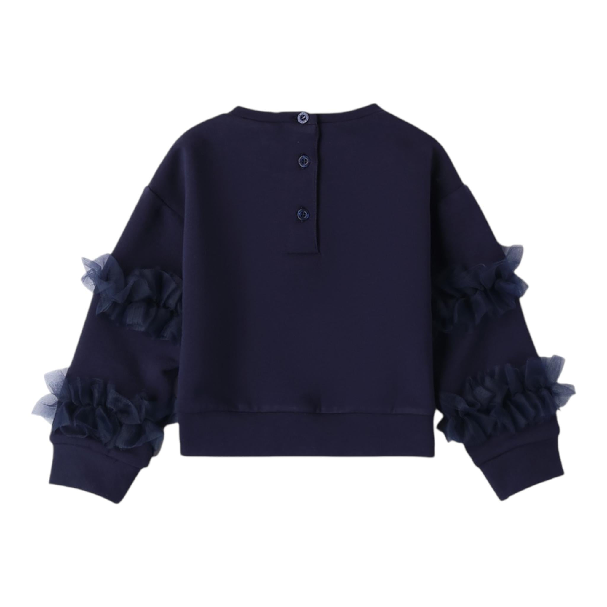 SARABANDA felpa girocollo tinta unita con tulle Blu per Neonata 0A301 BLU SARABANDA 