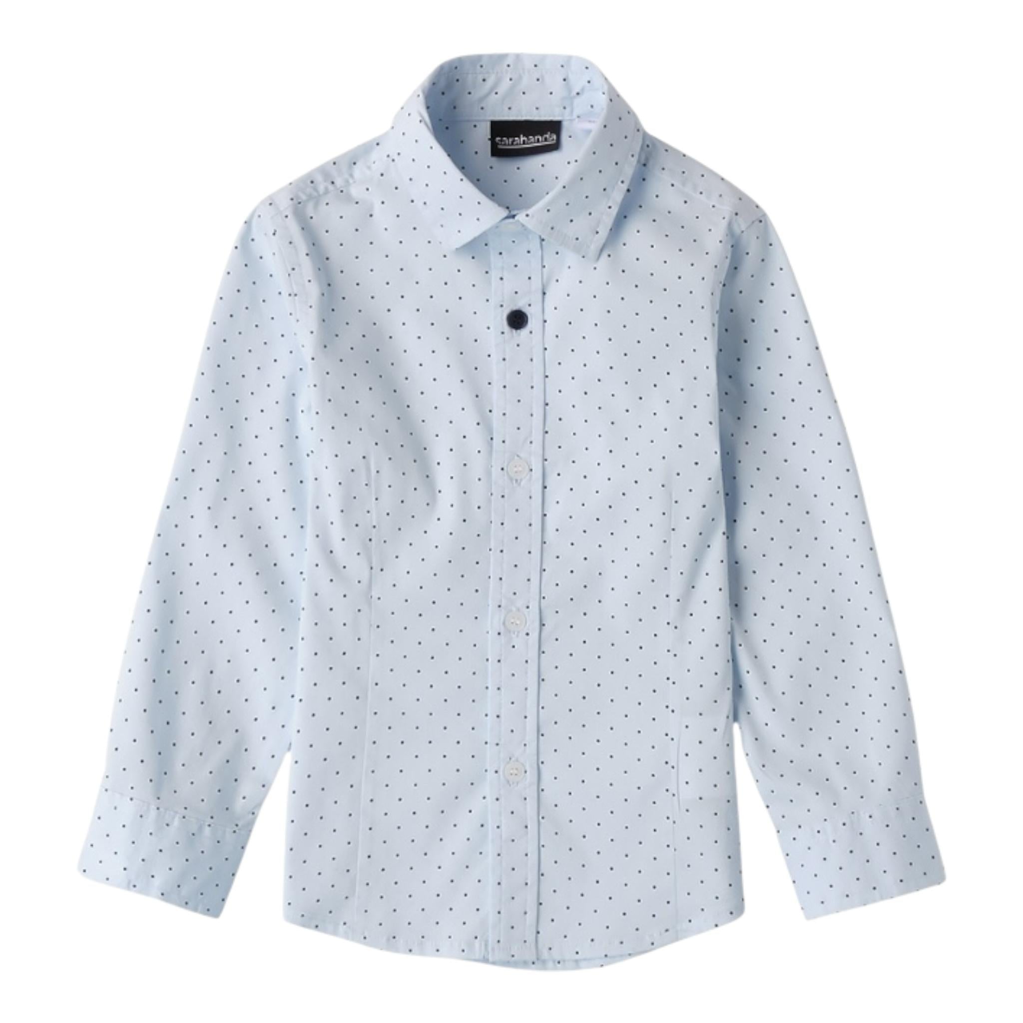 SARABANDA camicia tinta unita con fantasia pois Azzurro per Neonato 0A124N AZZURRO SARABANDA 