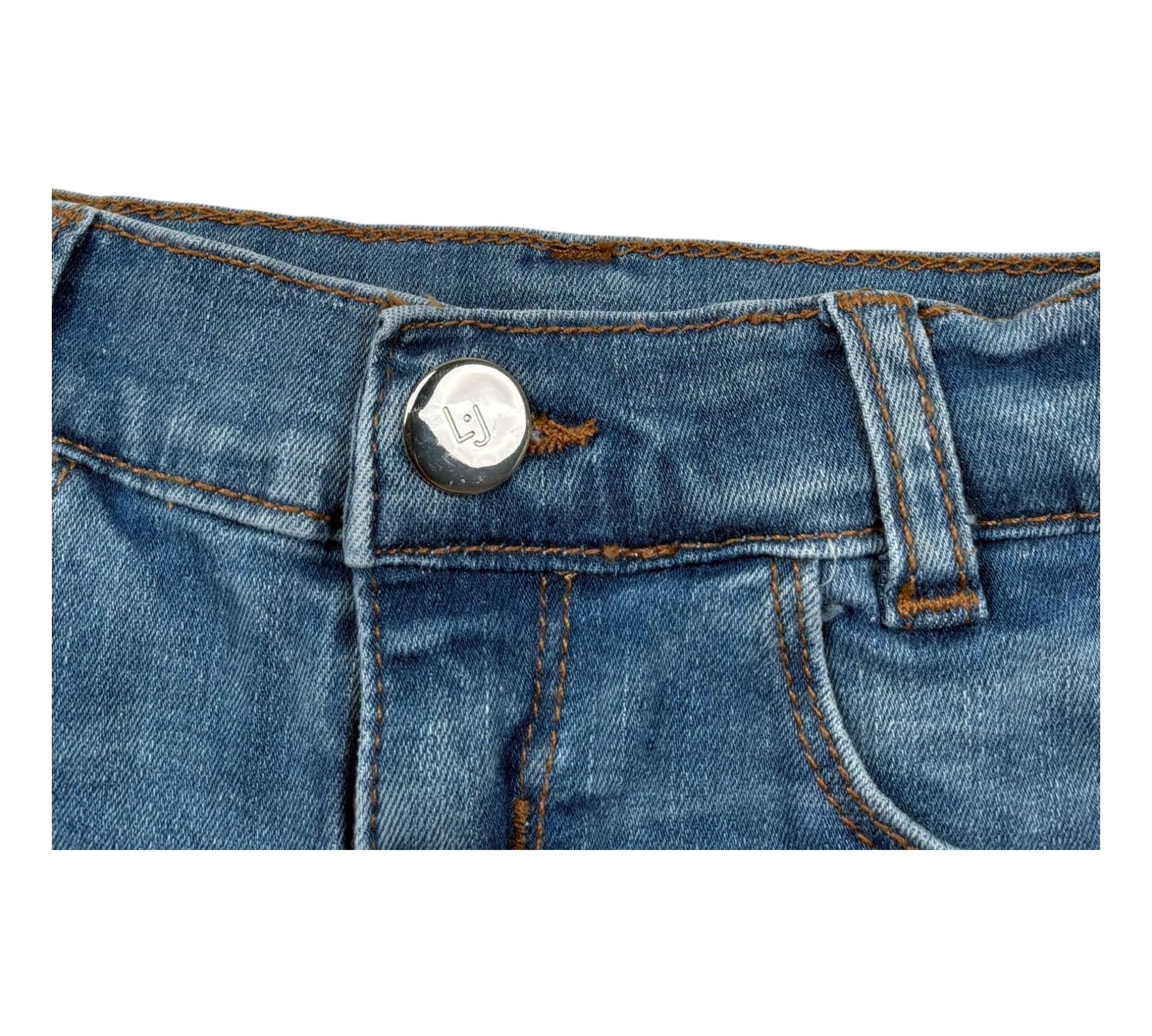 Liu Jo Short In Denim Tinta Unita con Girovita Regolabile per Neonata KA5068 BLU LIU JO 