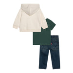 LEVI'S completo 3pz t-shirt-felpa con zip-jeans Beige per Neonato 6EL323 BEIGE LEVI'S 