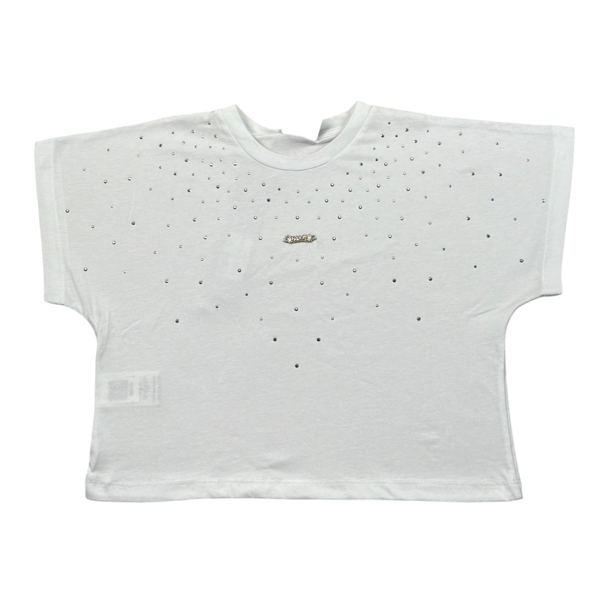 Disclaimer T-Shirt Girocollo Tinta Unita con Stampa E Brillantini per Bambina 25EDK58552 BIANCO DISCLAIMER 
