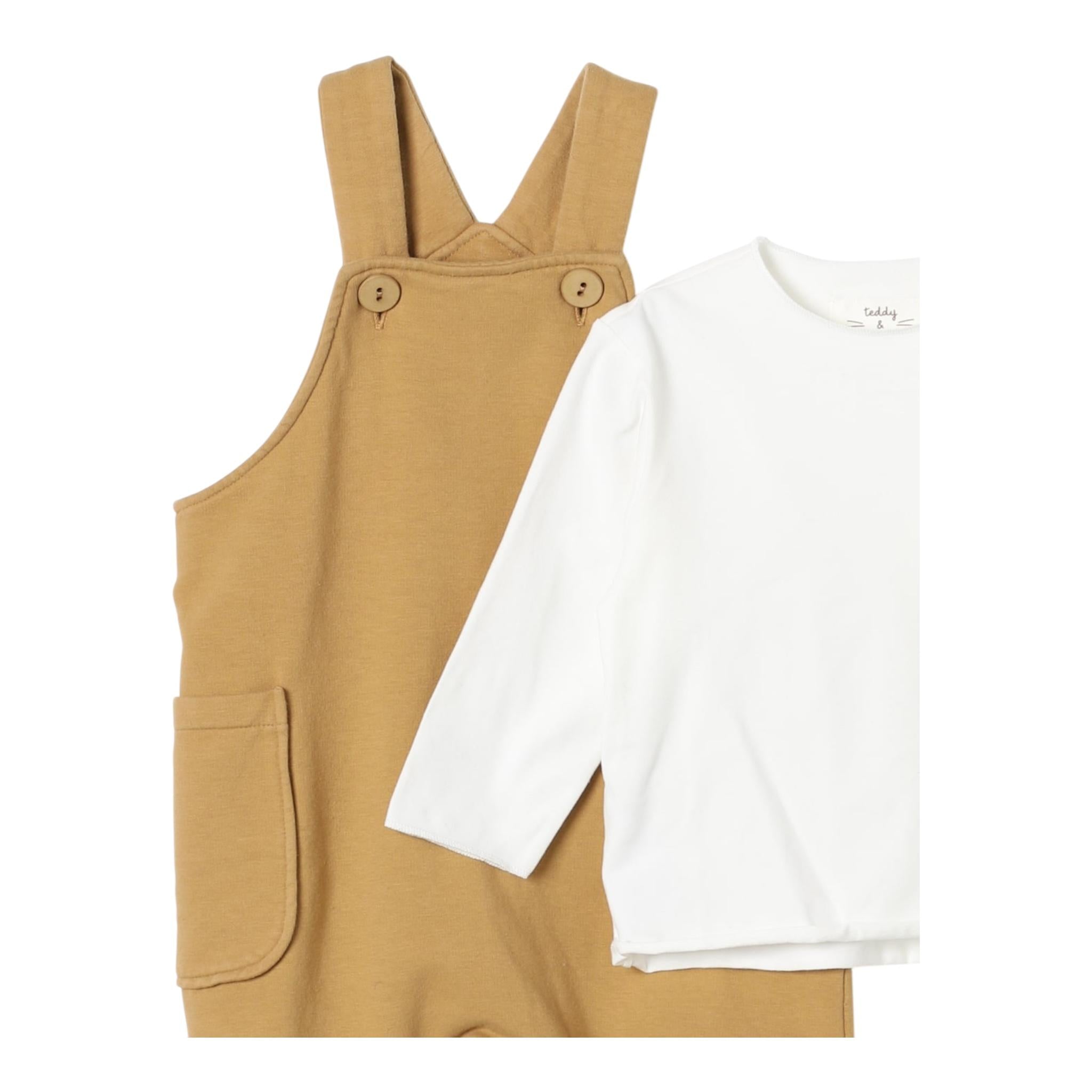 TEDDY E MINOU completo 2 pezzi shirt-salopette Beige per Neonato I24CP059M7015 BEIGE TEDDY E MINOU 