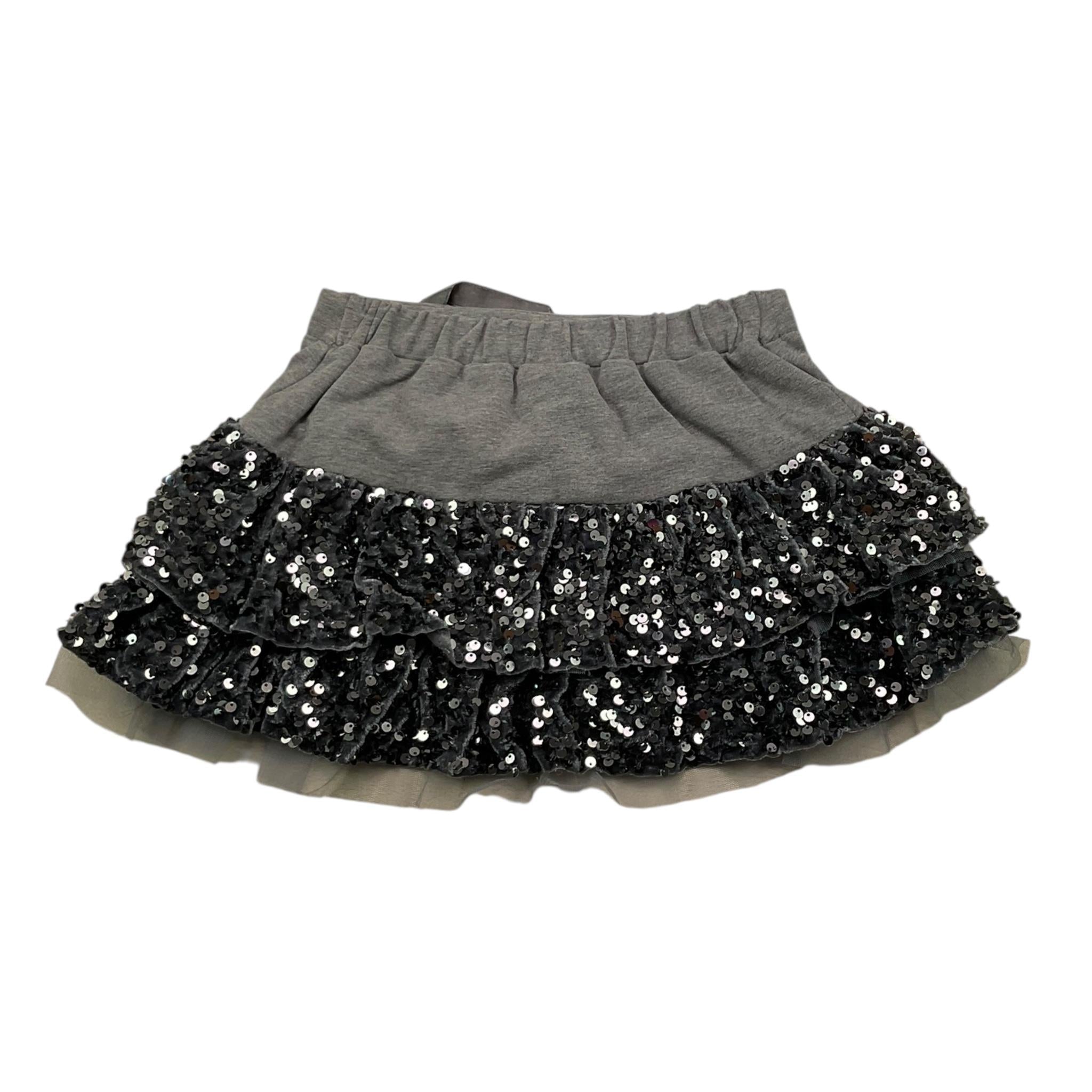 M+E' gonna tinta unita con paillettes Grigio per Bambina UE1546 GRIGIO M+E' 
