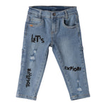 Sarabanda Jeans tinta unita con Stampa Azzurro per Bambino 0B032 AZZURRO SARABANDA 
