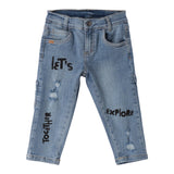 Sarabanda Jeans tinta unita con Stampa Azzurro per Bambino 0B032 AZZURRO SARABANDA 