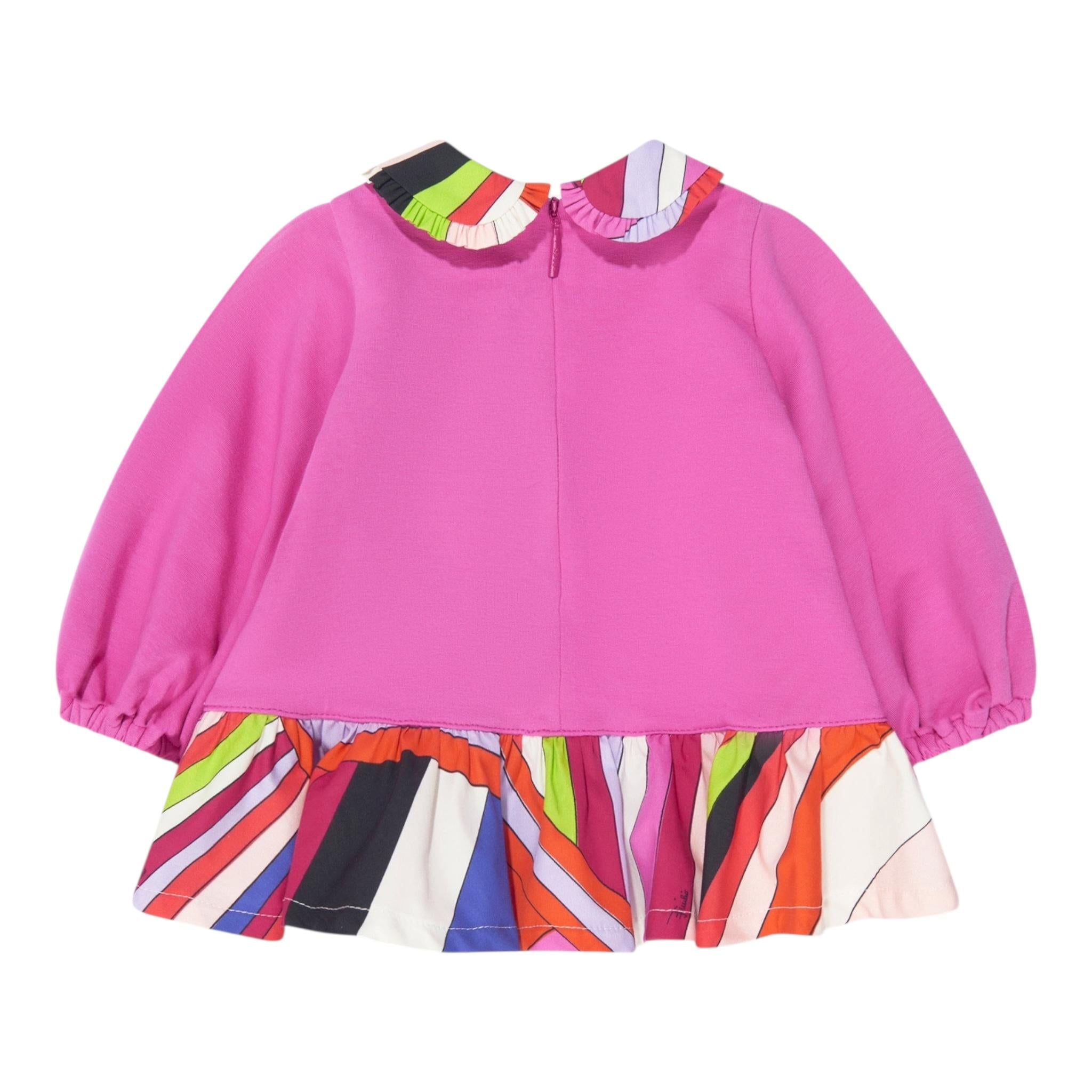 EMILIO PUCCI abito tinta unita con colletto Fuxia per Neonata PT1030 FUXIA EMILIO PUCCI 