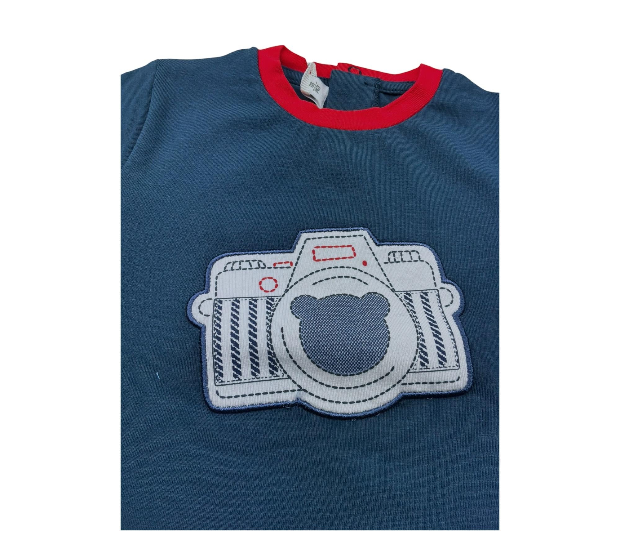 Minibanda T-Shirt Tinta Unita Girocollo per Neonato 3B635 BLU MINIBANDA 