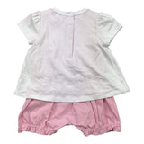 Fay Zweifarbiges Strampler-Set - Mütze-Lätzchen Weiß/Rosa für Neugeborene