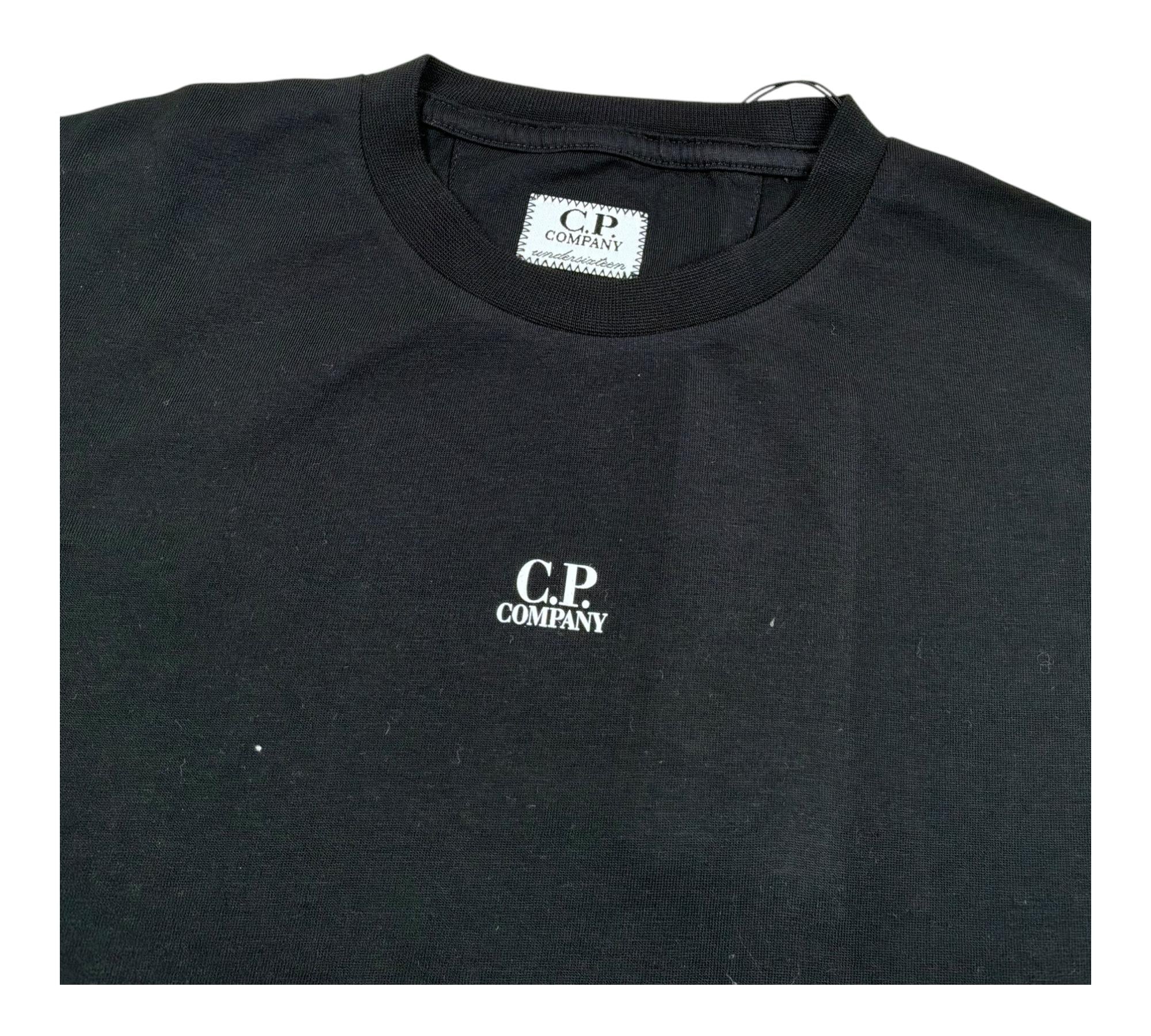 C.P. Company T-Shirt Girocollo Tinta Unita con Logo per Bambino CUM00I NERO C.P. COMPANY 