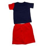 Cesare Paciotti 2-teiliges Set T-Shirt-Bermuda zweifarbig blau/rot für Neugeborene