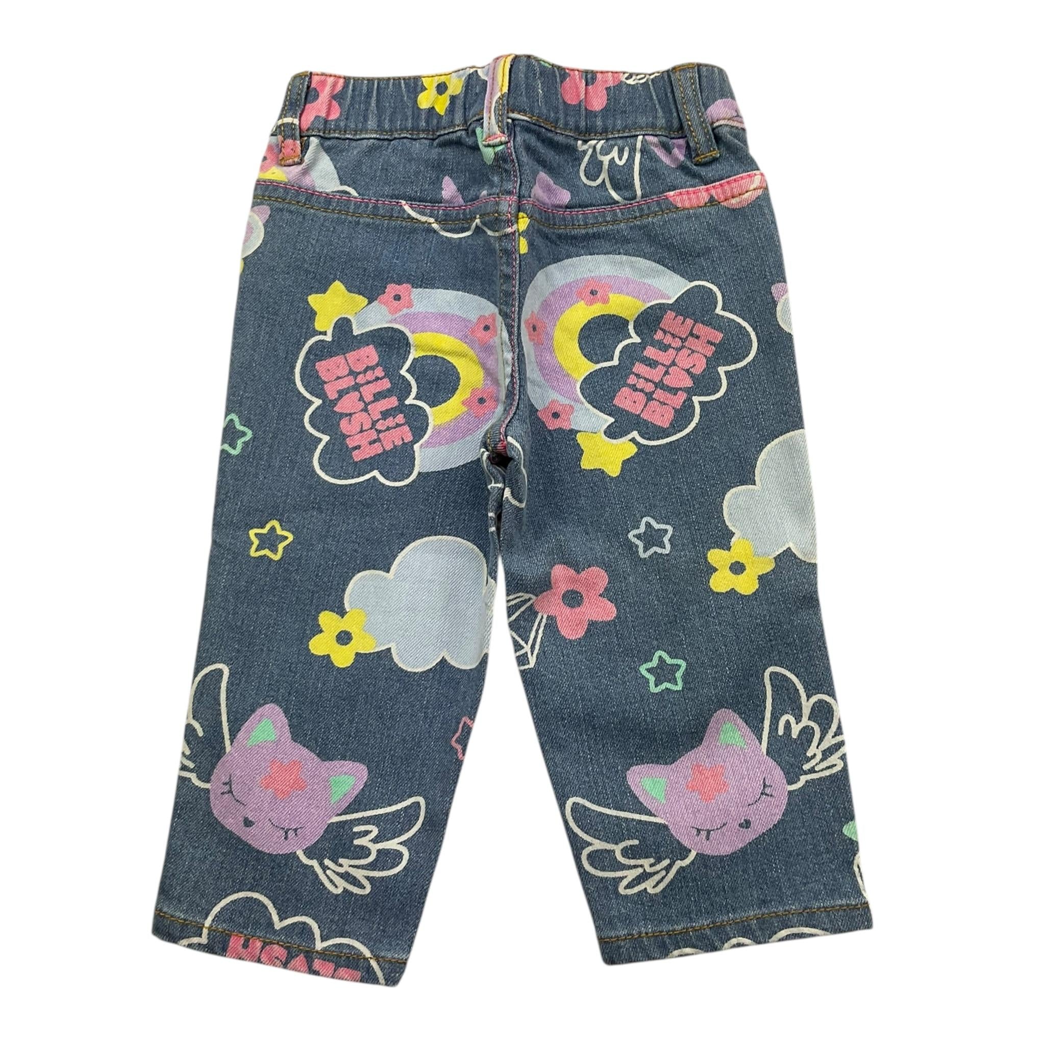Billieblush Jeans Tinta Unita con Stampa Fiori per Neonata U20408 AZZURRO BillIEBLUSH 