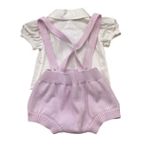 I Delfi Completo 2 Pezzi Camicia-Salopettes Bicolore per Neonata 25P5010 BIANCO/LILLA I DELFI 