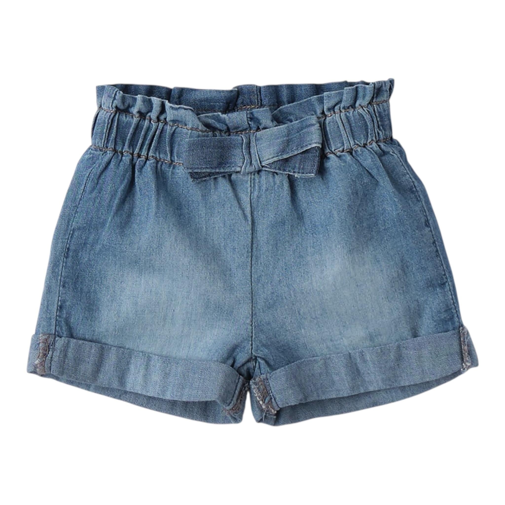 Mini Banda Short In Denim tinta unita Blu per Neonata 3B735XX BLU MINI BANDA 