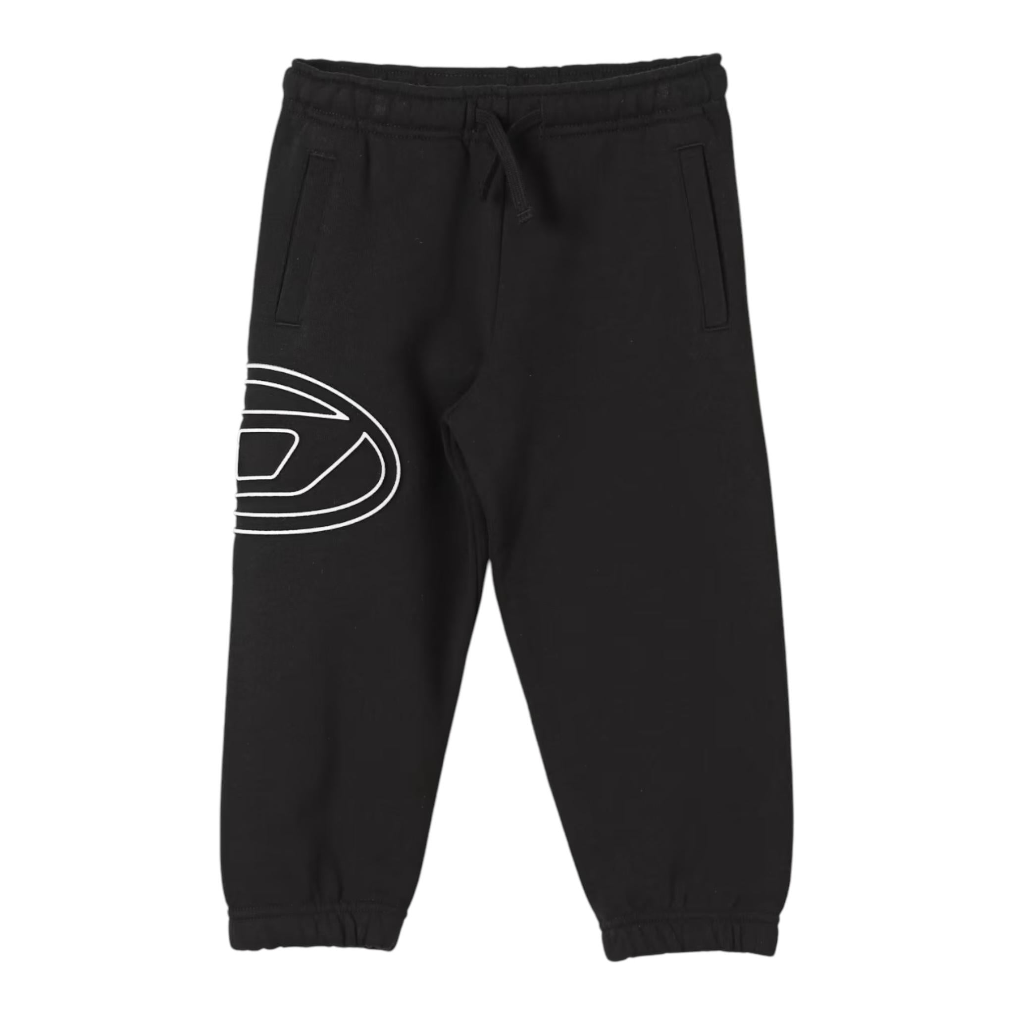 DIESEL pantalone tuta tinta unita con stampa logo Nero per Bambino J01785 NERO DIESEL 